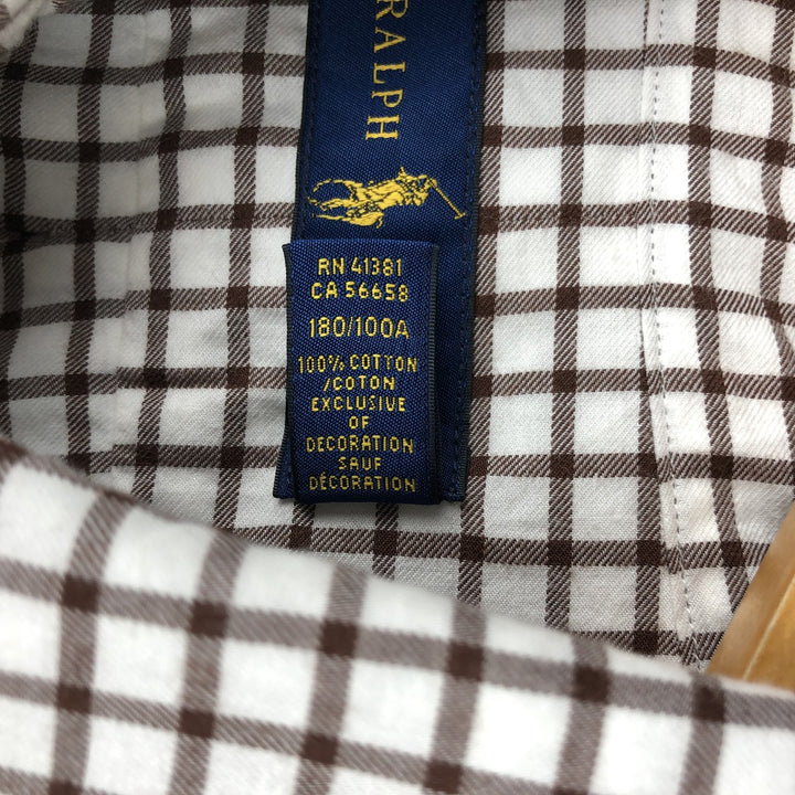Ralph Lauren long sleeve button down check shirt, men's size L cotton white type Vintage Second Hand