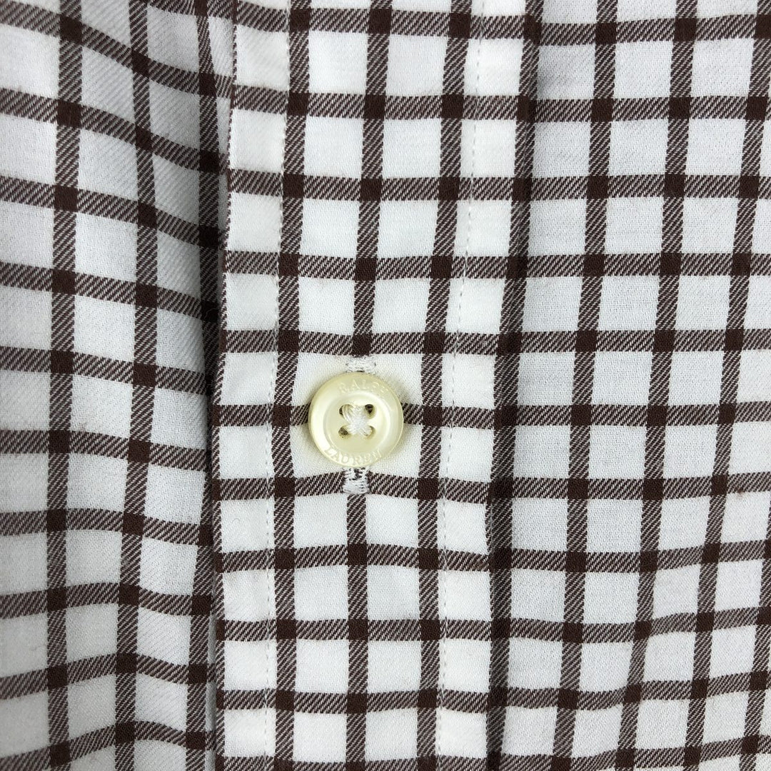 Ralph Lauren long sleeve button down check shirt, men's size L cotton white type Vintage Second Hand