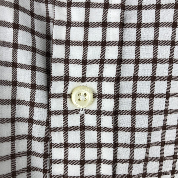 Ralph Lauren long sleeve button down check shirt, men's size L cotton white type Vintage Second Hand
