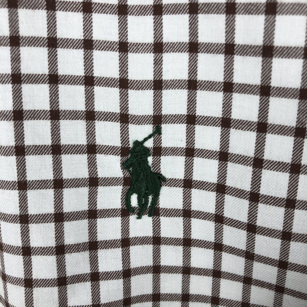 Ralph Lauren long sleeve button down check shirt, men's size L cotton white type Vintage Second Hand