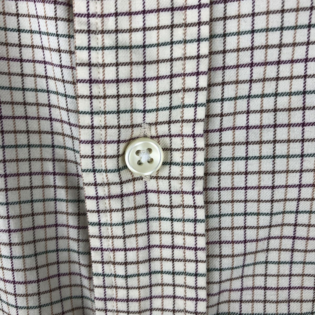 Ralph Lauren long sleeve button down check shirt, men's XL size cotton Beige type Vintage Second Hand