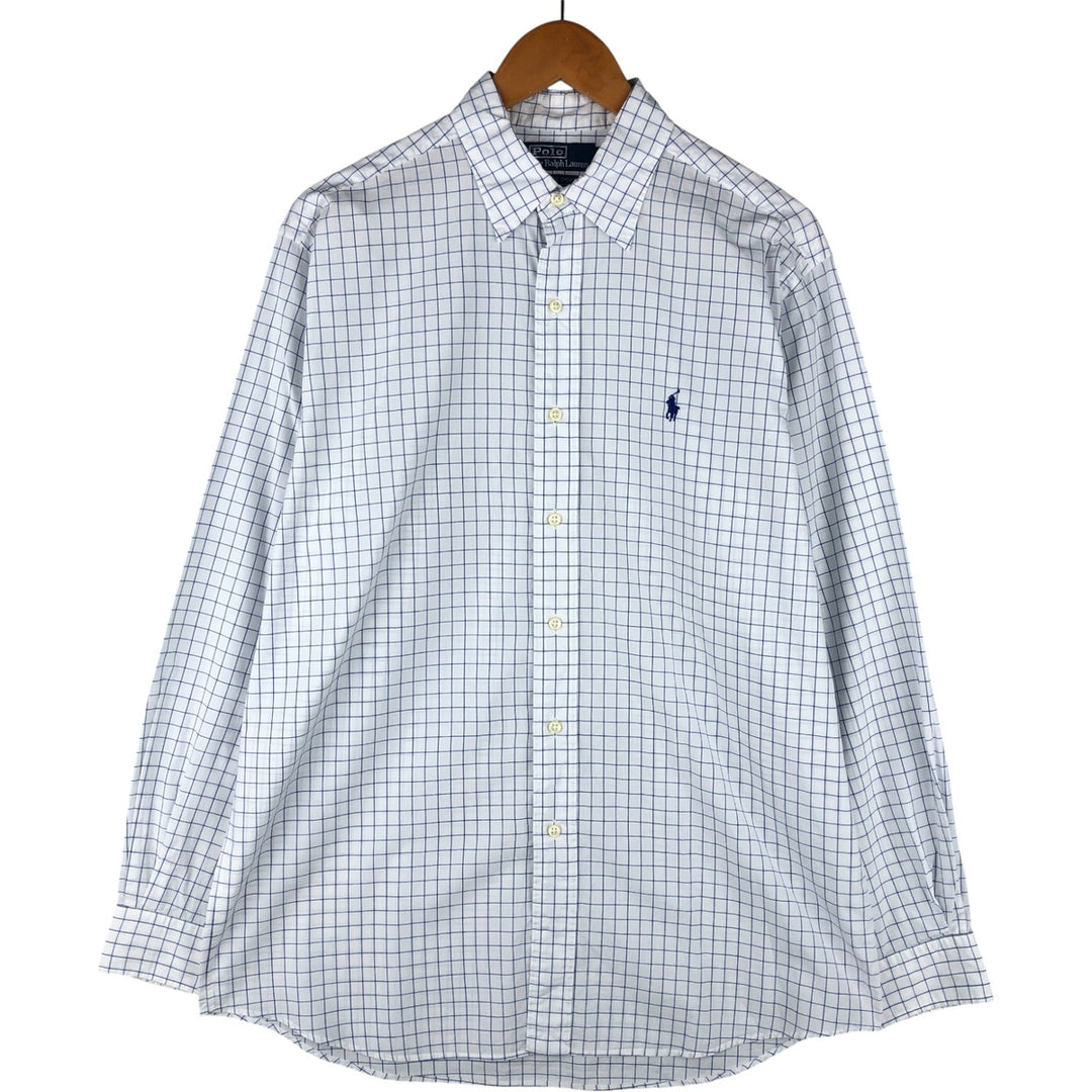 Ralph Lauren POLO by Ralph Lauren LOWELL SPORT long-sleeved cotton check shirt, men's size M cotton white type Vintage Second Hand