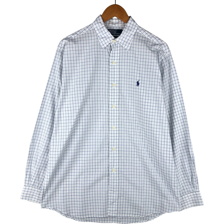 Ralph Lauren POLO by Ralph Lauren LOWELL SPORT long-sleeved cotton check shirt, men's size M cotton white type Vintage Second Hand