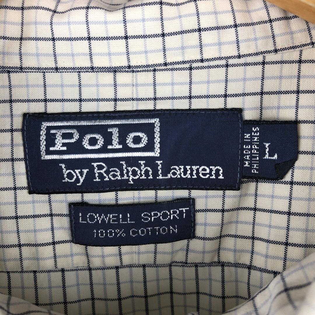 Ralph Lauren POLO by Ralph Lauren LOWELL SPORT long sleeve cotton check shirt, men's size L cotton white type Vintage Second Hand