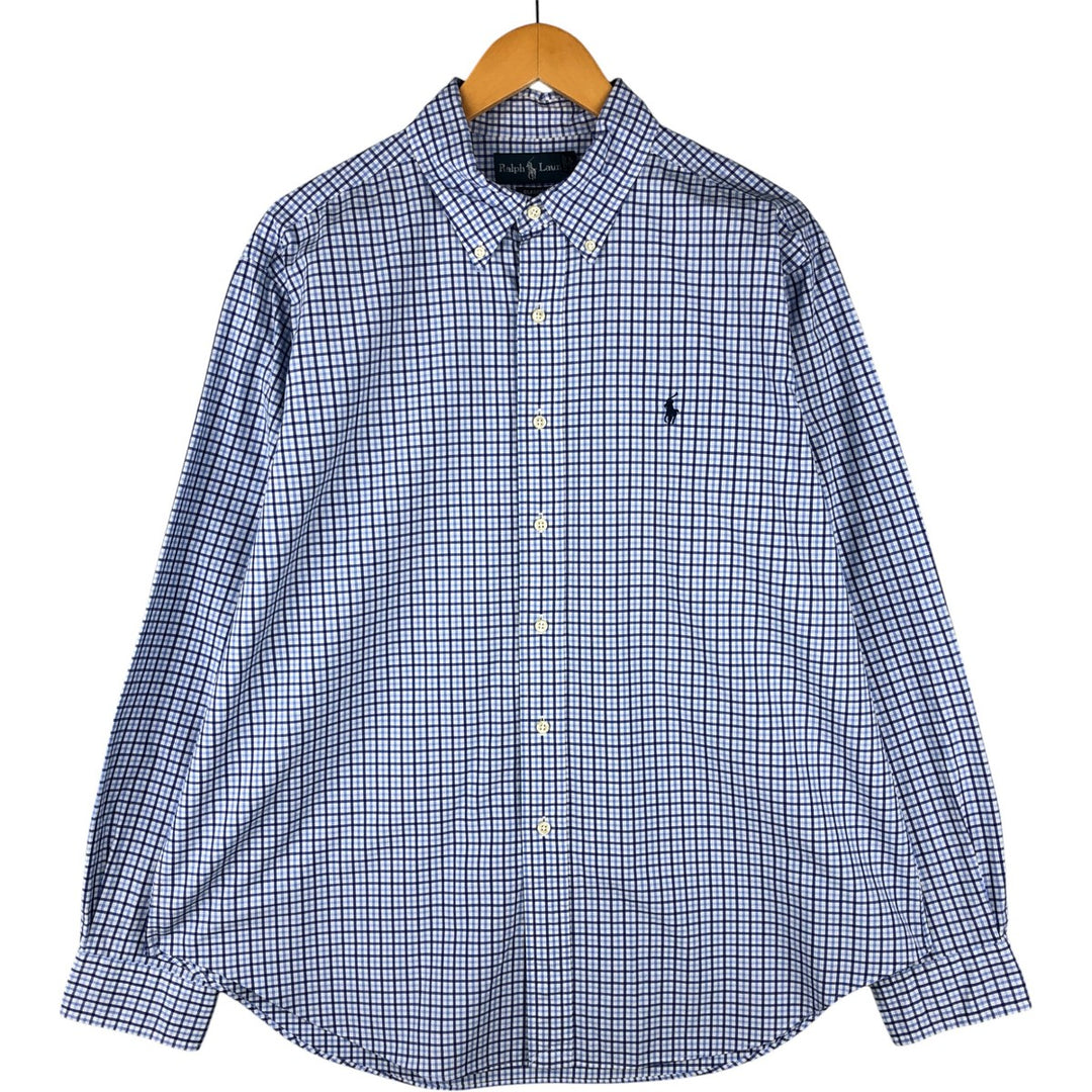 Ralph Lauren Classic Fit Gingham Check Long Sleeve Button-Down Check Shirt, Men's XL cotton white type Vintage Second Hand