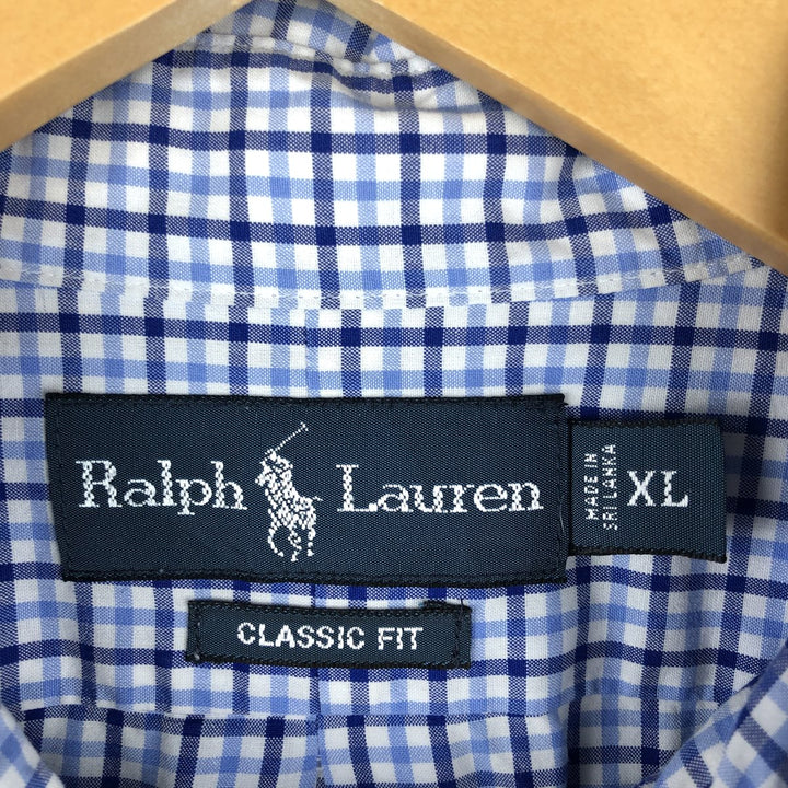 Ralph Lauren Classic Fit Gingham Check Long Sleeve Button-Down Check Shirt, Men's XL cotton white type Vintage Second Hand