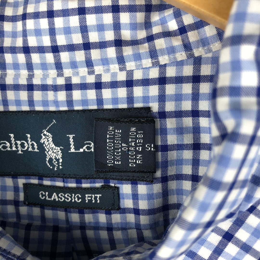 Ralph Lauren Classic Fit Gingham Check Long Sleeve Button-Down Check Shirt, Men's XL cotton white type Vintage Second Hand