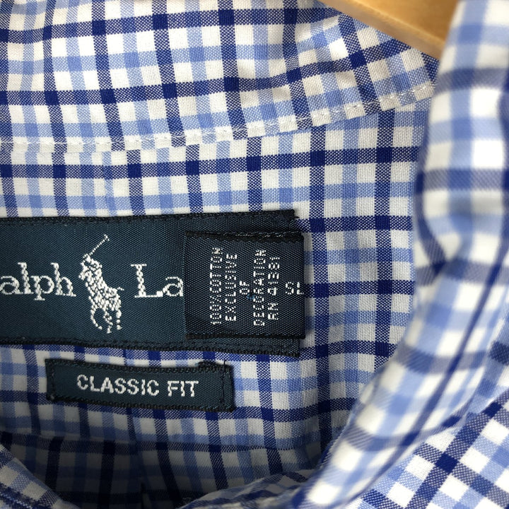 Ralph Lauren Classic Fit Gingham Check Long Sleeve Button-Down Check Shirt, Men's XL cotton white type Vintage Second Hand