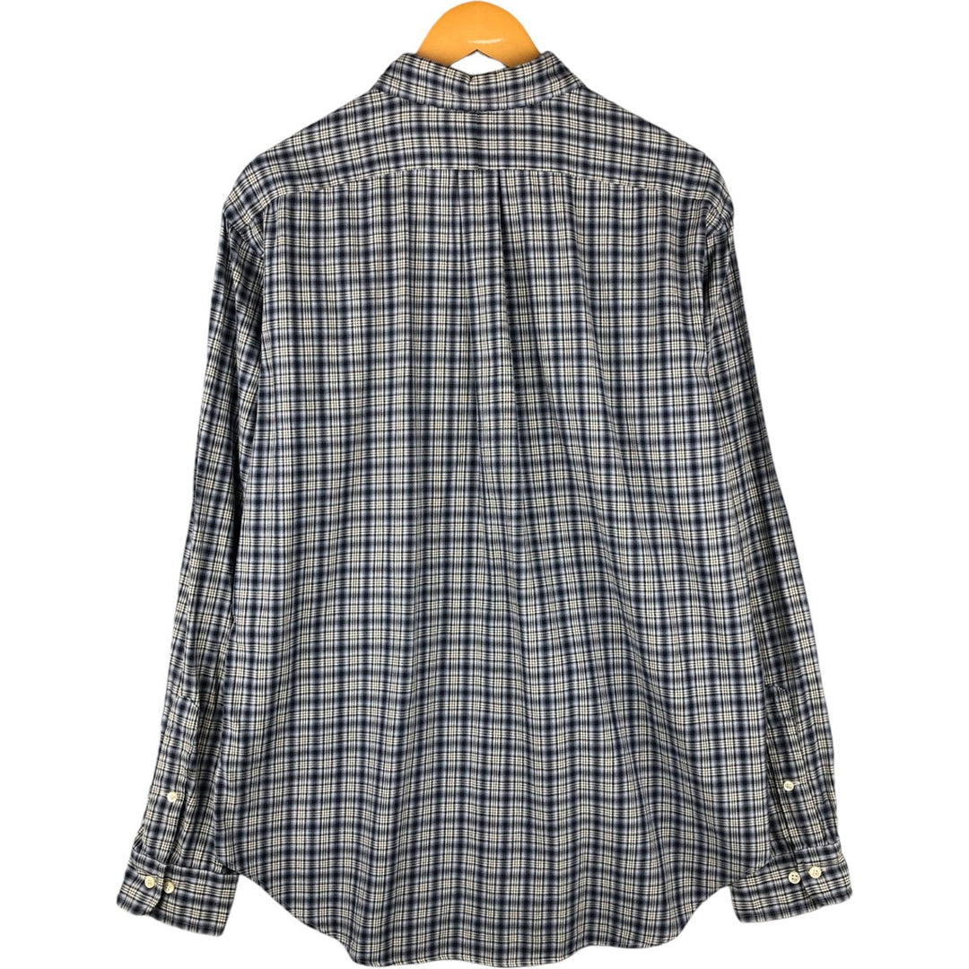 Ralph Lauren Classic Fit Long Sleeve Button Down Check Shirt Men's Size L cotton navy blue type Vintage Second Hand