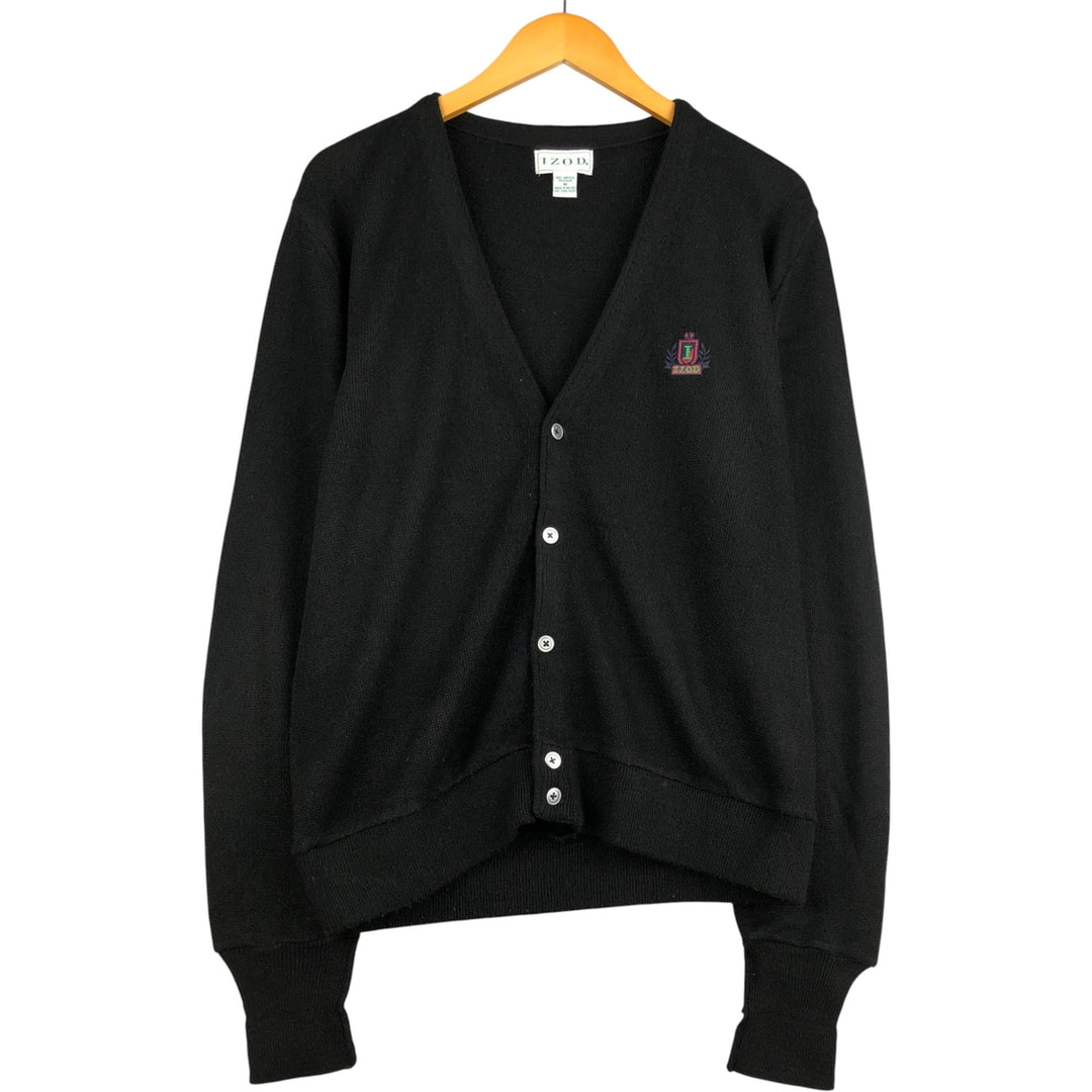 IZOD Acrylic Knit Cardigan, Men's Size Medium acrylic black type Vintage Second Hand