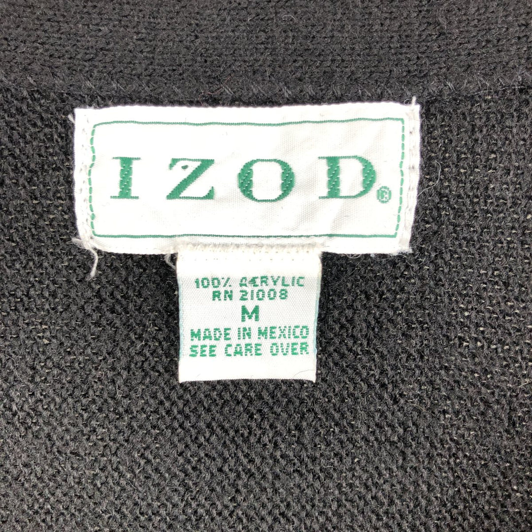 IZOD Acrylic Knit Cardigan, Men's Size Medium acrylic black type Vintage Second Hand