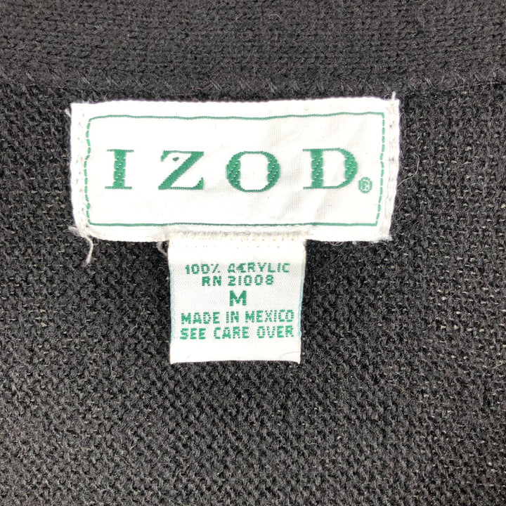 IZOD Acrylic Knit Cardigan, Men's Size Medium acrylic black type Vintage Second Hand