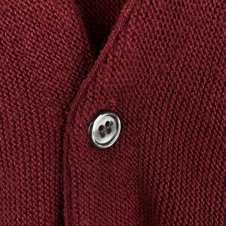 2000'S Arrow Tournament Acrylic Knit Cardigan, Made in USA, Men's Size L acrylic Red type red-purple Vintage Second Hand