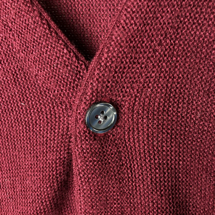 90'S Van Heusen acrylic knit cardigan, made in the USA, men's size XL, vintage acrylic wine-red Vintage Second Hand