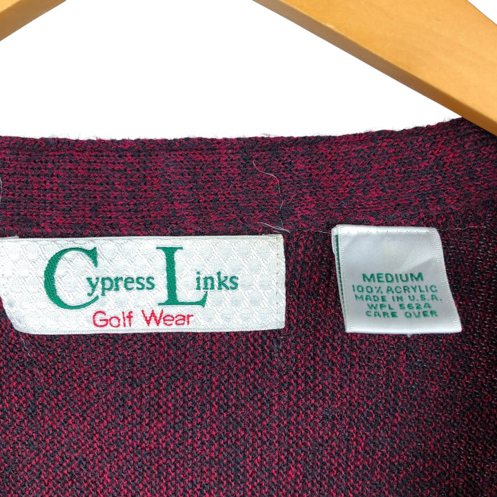 Cypress Links Acrylic Knit Cardigan, Made in USA, Men's Size M acrylic wine-red Vintage Second Hand