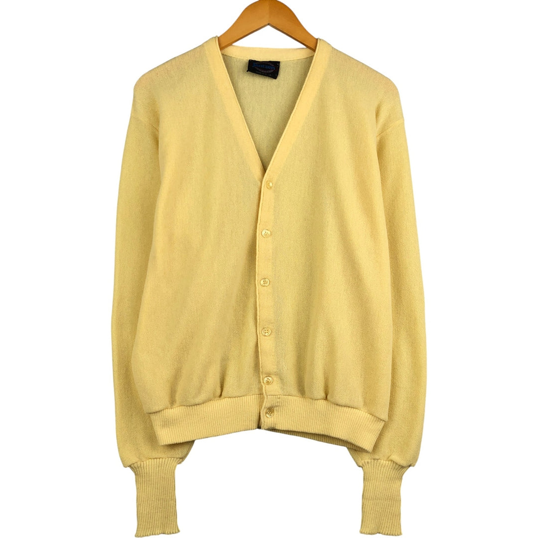 Vintage 1980'S Jantzen cardigan, made in the USA, size L, men's polyester lemon yellow Vintage Second Hand