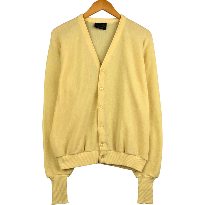 Vintage 1980'S Jantzen cardigan, made in the USA, size L, men's polyester lemon yellow Vintage Second Hand