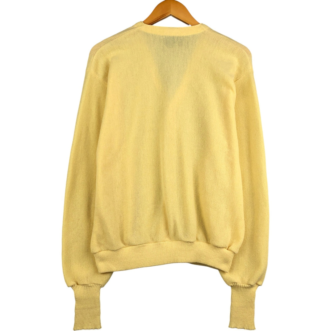 Vintage 1980'S Jantzen cardigan, made in the USA, size L, men's polyester lemon yellow Vintage Second Hand