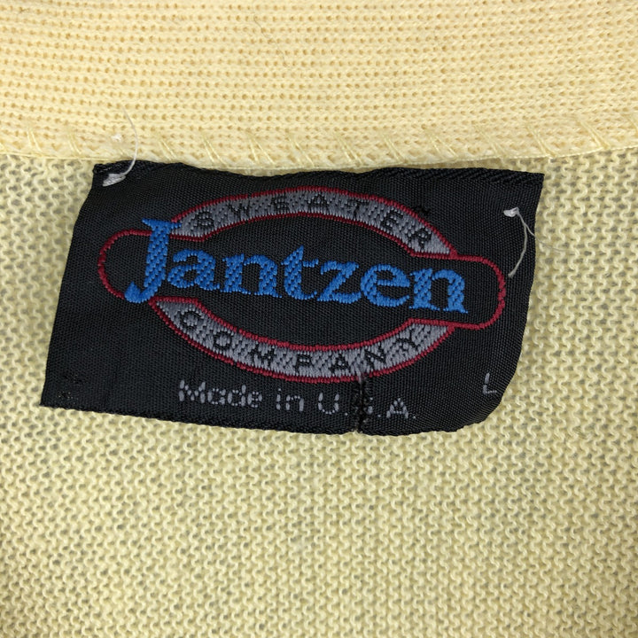 Vintage 1980'S Jantzen cardigan, made in the USA, size L, men's polyester lemon yellow Vintage Second Hand