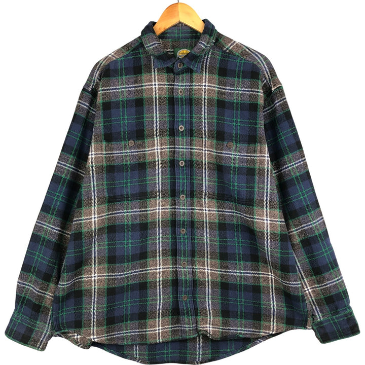 90s-00'S Cabelas Long Sleeve Heavy Flannel Check Shirt Men's XL Vintage cotton navy blue type Vintage Second Hand