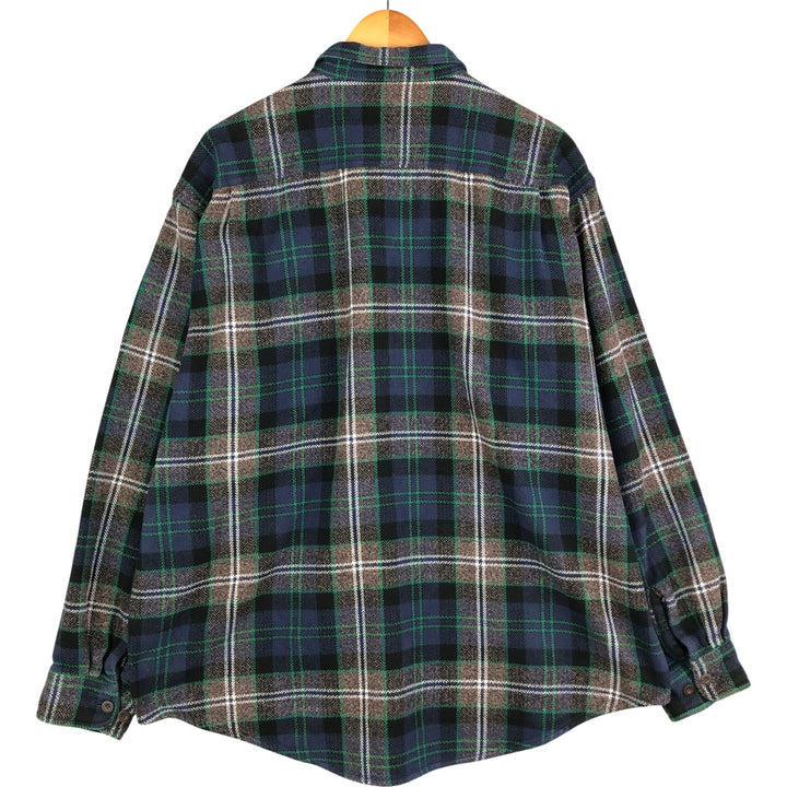 90s-00'S Cabelas Long Sleeve Heavy Flannel Check Shirt Men's XL Vintage cotton navy blue type Vintage Second Hand