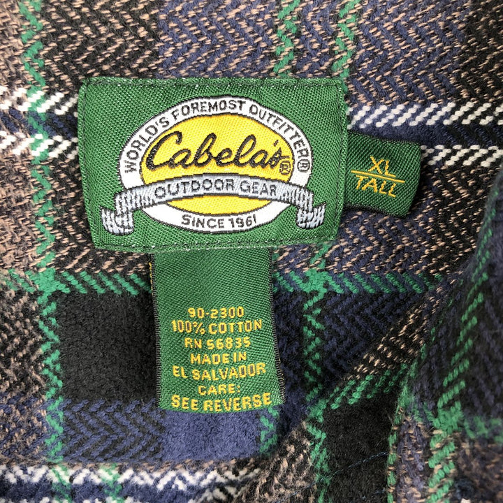 90s-00'S Cabelas Long Sleeve Heavy Flannel Check Shirt Men's XL Vintage cotton navy blue type Vintage Second Hand