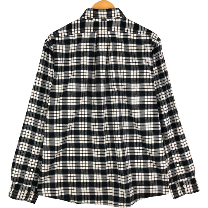Brooks Brothers Est. 1818 Long Sleeve Button-Down Light Flannel Check Shirt, Men's Size L cotton black type Vintage Second Hand