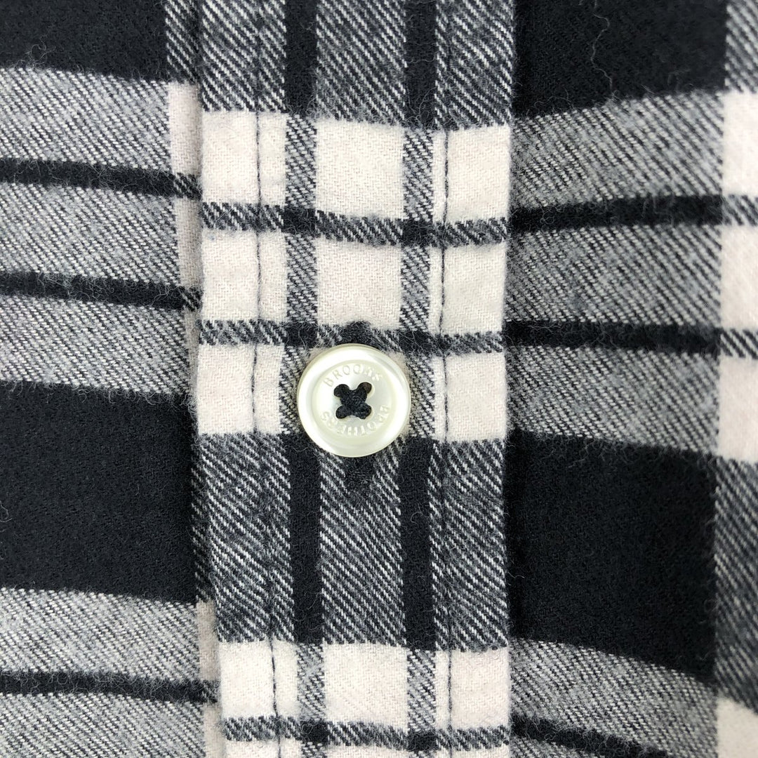 Brooks Brothers Est. 1818 Long Sleeve Button-Down Light Flannel Check Shirt, Men's Size L cotton black type Vintage Second Hand