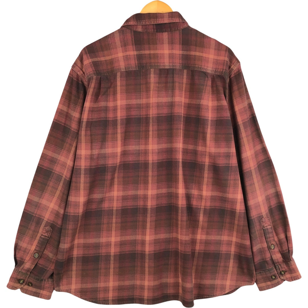 Carhartt Long Sleeve Button Down Light Flannel Check Shirt Men's XL cotton brown type Vintage Second Hand
