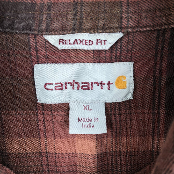 Carhartt Long Sleeve Button Down Light Flannel Check Shirt Men's XL cotton brown type Vintage Second Hand