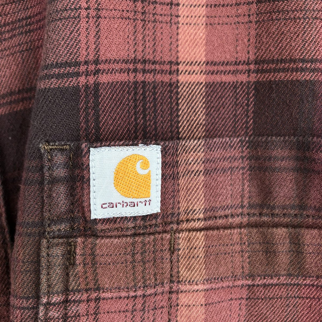 Carhartt Long Sleeve Button Down Light Flannel Check Shirt Men's XL cotton brown type Vintage Second Hand