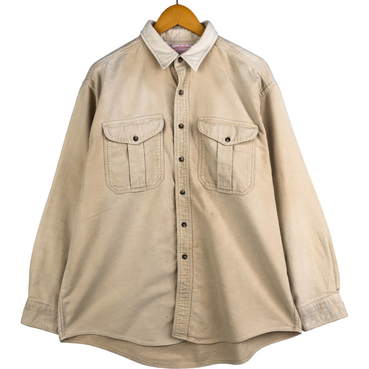 90'S Vintage Filson Long Sleeve Chamois Cloth Shirt, Made in USA, Men's XL cotton Beige type Vintage Second Hand