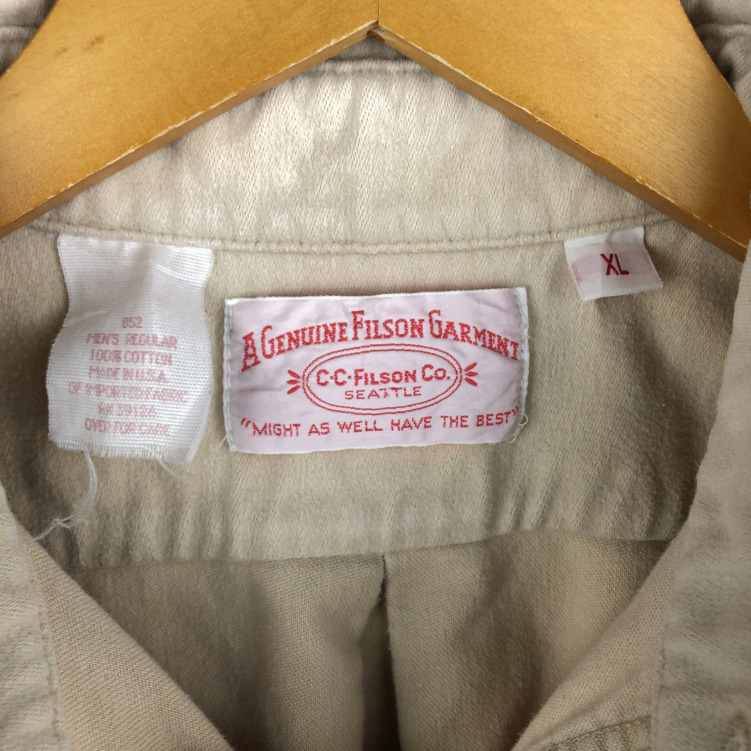 90'S Vintage Filson Long Sleeve Chamois Cloth Shirt, Made in USA, Men's XL cotton Beige type Vintage Second Hand