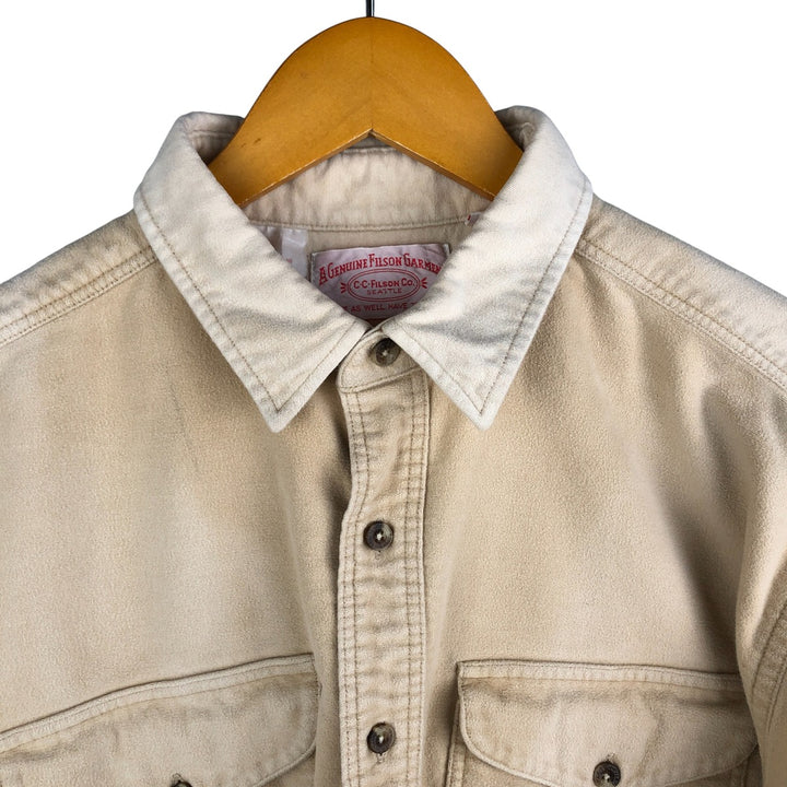 90'S Vintage Filson Long Sleeve Chamois Cloth Shirt, Made in USA, Men's XL cotton Beige type Vintage Second Hand