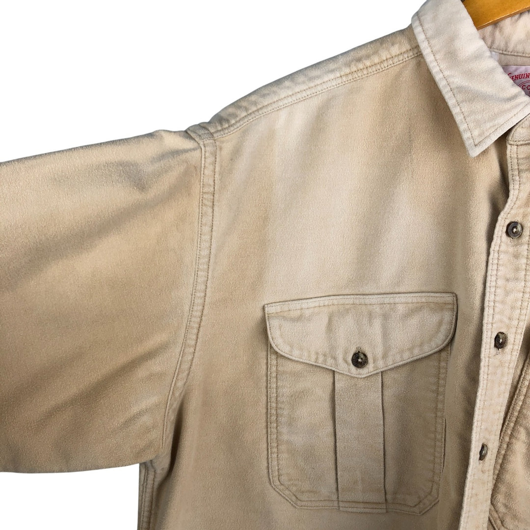 90'S Vintage Filson Long Sleeve Chamois Cloth Shirt, Made in USA, Men's XL cotton Beige type Vintage Second Hand