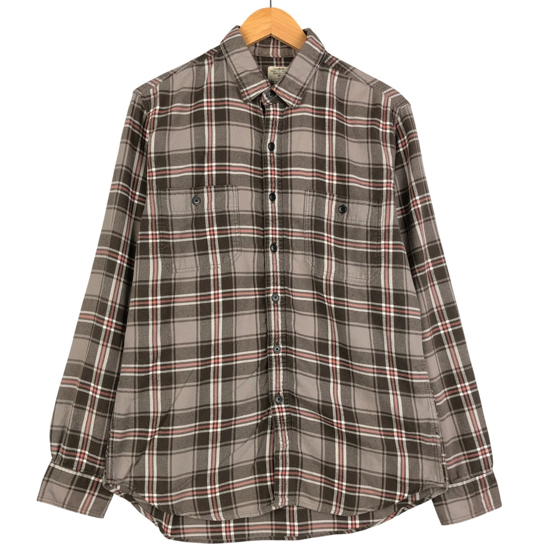 2000'S J.Crew Lightflannel Check Shirt, Men's Size Medium cotton gray type Vintage Second Hand