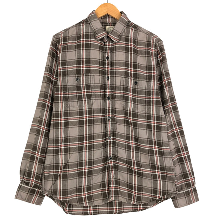 2000'S J.Crew Lightflannel Check Shirt, Men's Size Medium cotton gray type Vintage Second Hand
