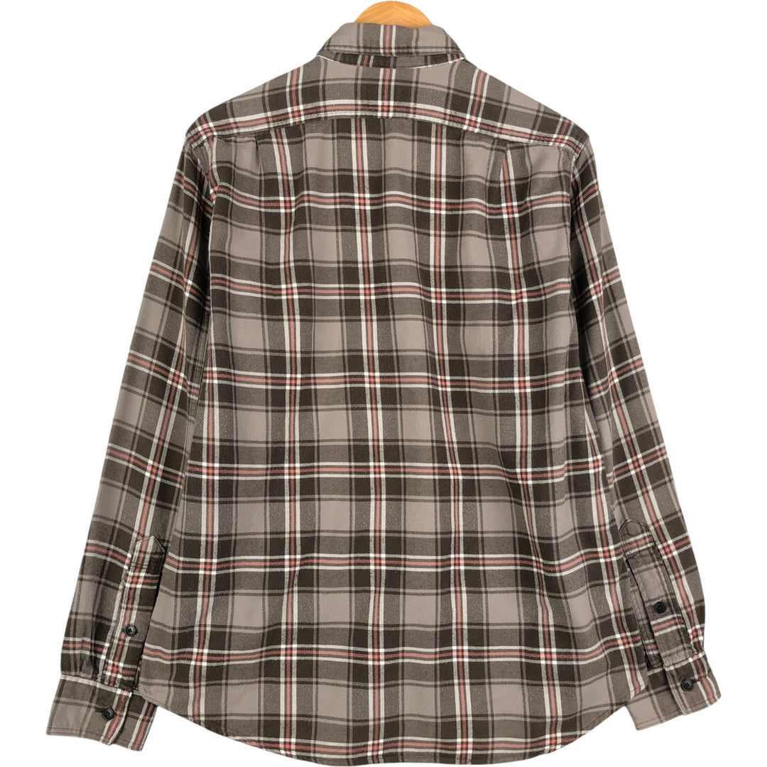 2000'S J.Crew Lightflannel Check Shirt, Men's Size Medium cotton gray type Vintage Second Hand