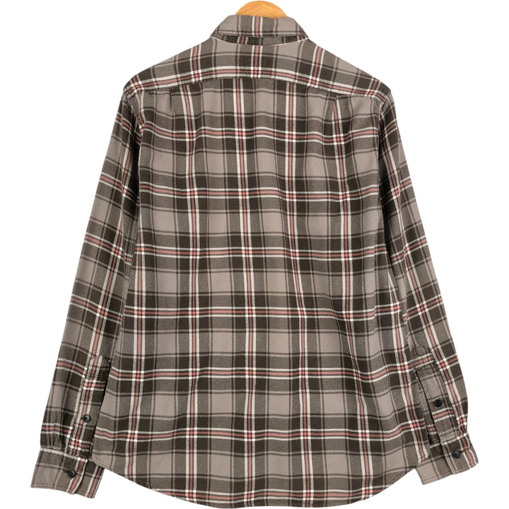 2000'S J.Crew Lightflannel Check Shirt, Men's Size Medium cotton gray type Vintage Second Hand