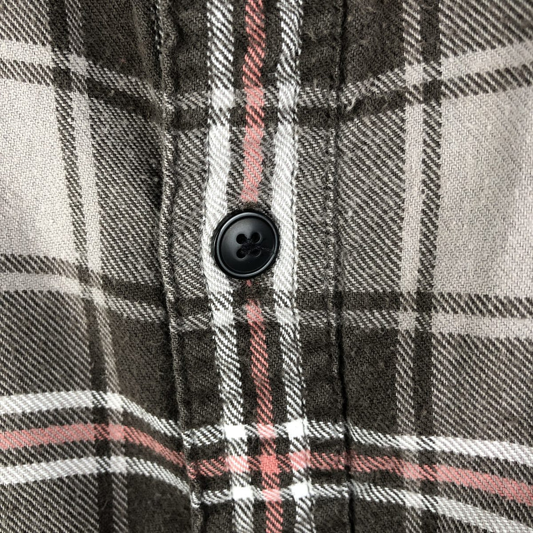 2000'S J.Crew Lightflannel Check Shirt, Men's Size Medium cotton gray type Vintage Second Hand