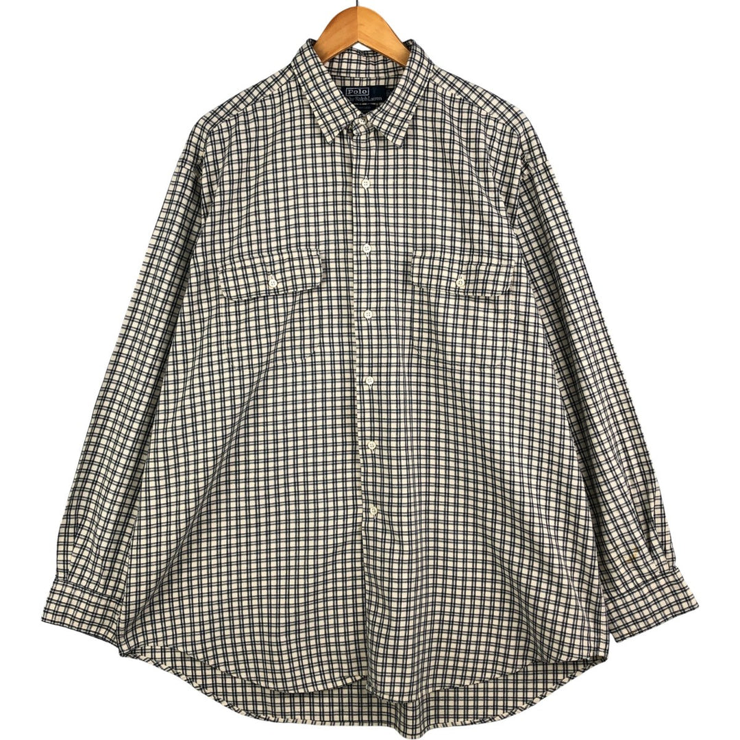 Ralph Lauren POLO by Ralph Lauren BENFORD long-sleeved button-down check shirt, men's size XL cotton black type Vintage Second Hand