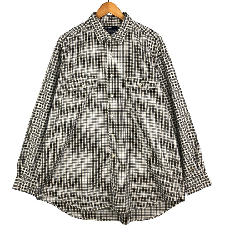 Ralph Lauren POLO by Ralph Lauren BENFORD long-sleeved button-down check shirt, men's size XL cotton black type Vintage Second Hand