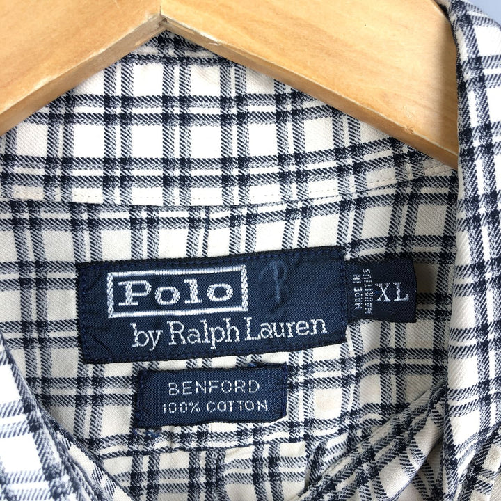 Ralph Lauren POLO by Ralph Lauren BENFORD long-sleeved button-down check shirt, men's size XL cotton black type Vintage Second Hand