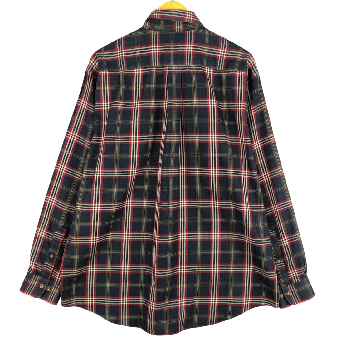 Brooks Brothers Madison long sleeve button-down check shirt, men's size L Supima Cotton navy blue type Vintage Second Hand