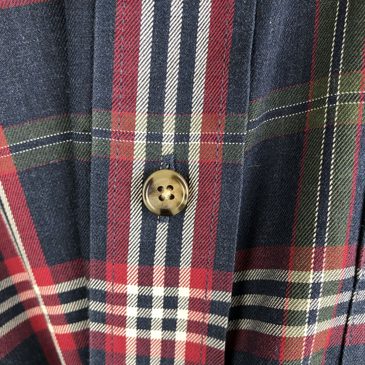 Brooks Brothers Madison long sleeve button-down check shirt, men's size L Supima Cotton navy blue type Vintage Second Hand