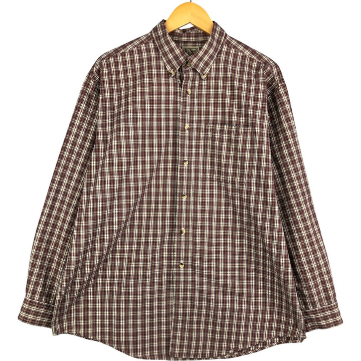 90s-00'S Vintage LLBean Long Sleeve Button-Down Check Shirt, Men's Size L cotton red type Vintage Second Hand