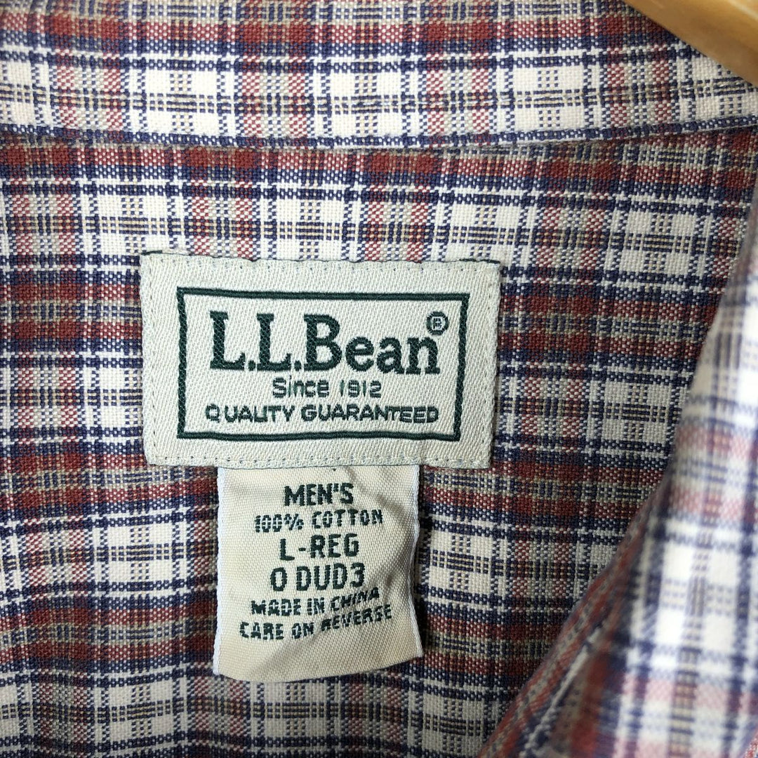 90s-00'S Vintage LLBean Long Sleeve Button-Down Check Shirt, Men's Size L cotton red type Vintage Second Hand