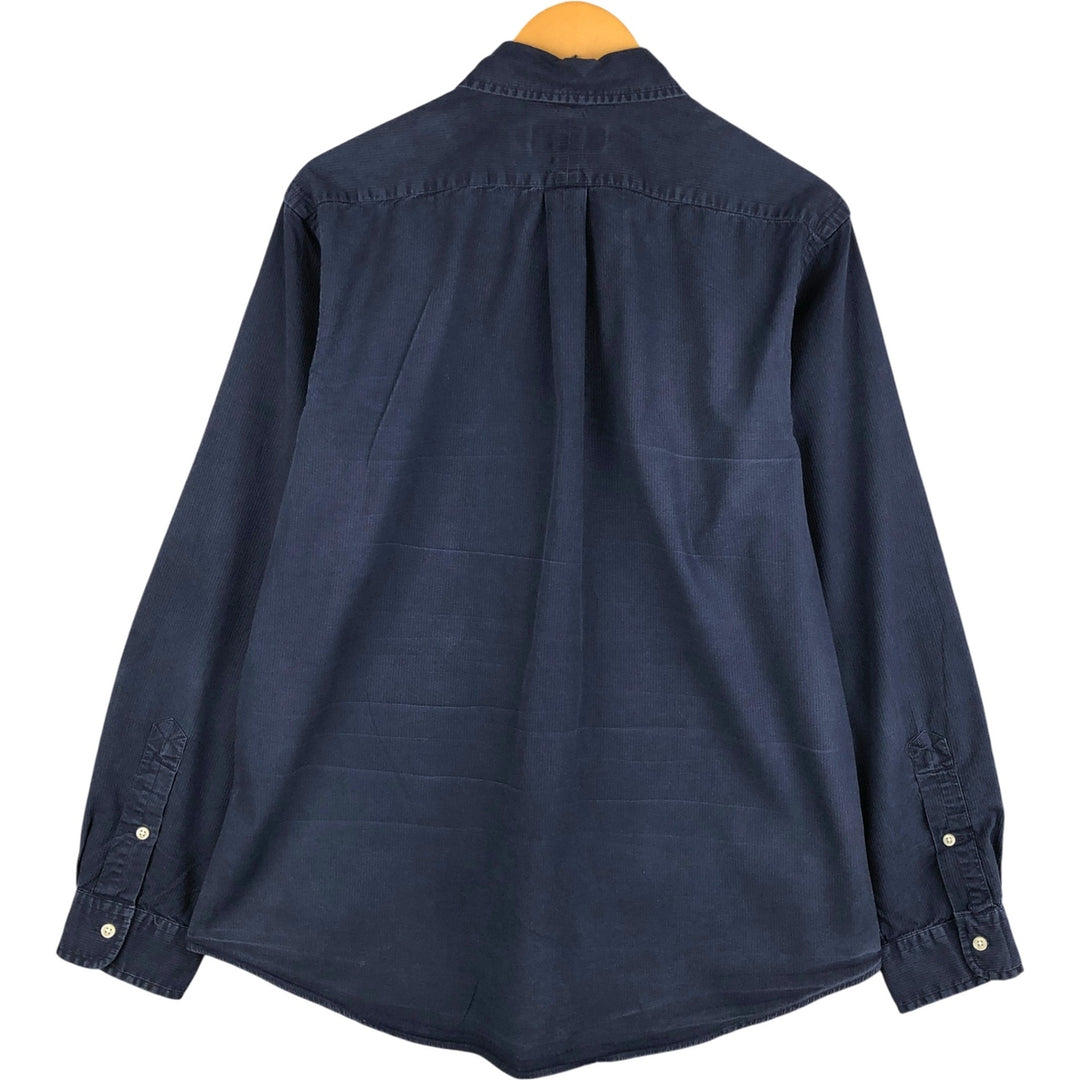 Ralph Lauren CUSTOM FIT long sleeve button down striped shirt men's size L cotton navy blue type Vintage Second Hand