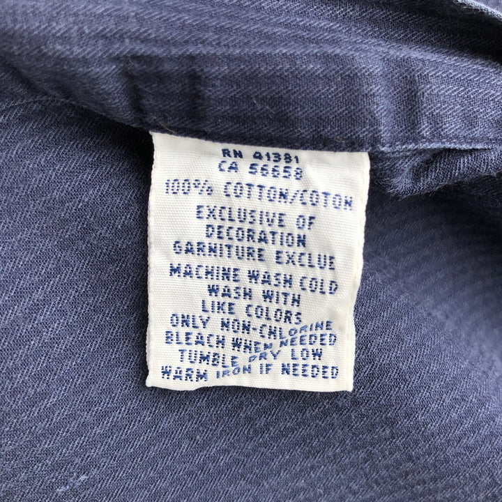 Ralph Lauren CUSTOM FIT long sleeve button down striped shirt men's size L cotton navy blue type Vintage Second Hand