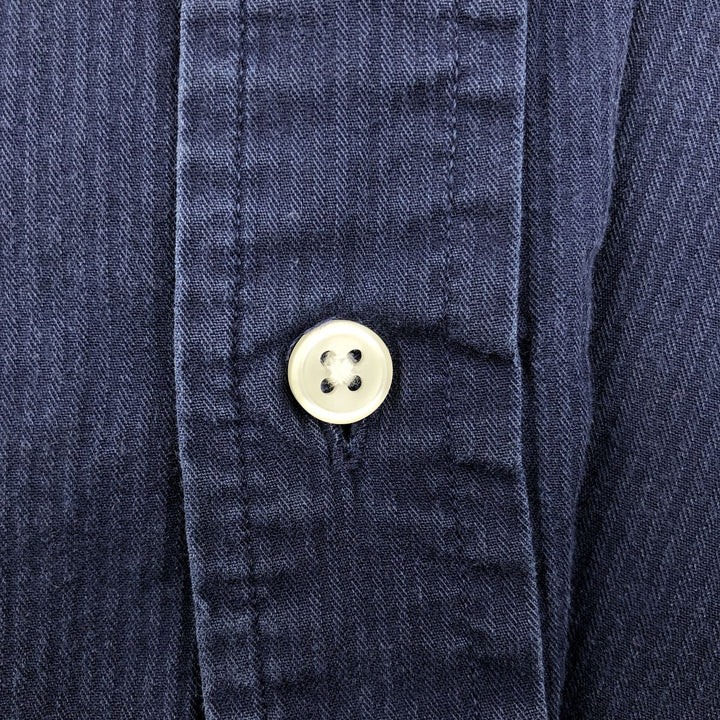 Ralph Lauren CUSTOM FIT long sleeve button down striped shirt men's size L cotton navy blue type Vintage Second Hand